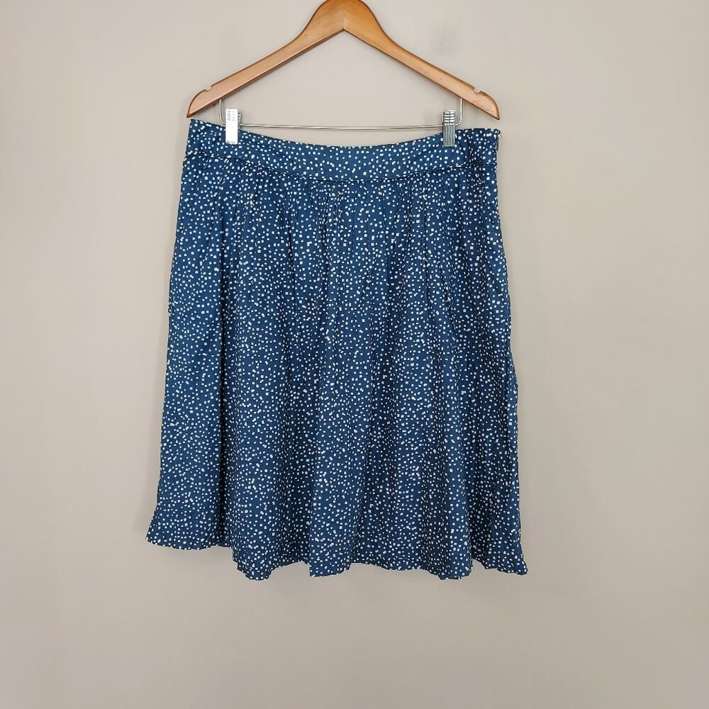 Boden Navy & White Flowy A-Line Midi Skirt Size 12